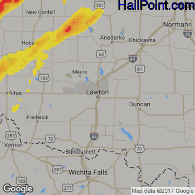 Hail Map for Lawton, OK Region on May 16, 2017