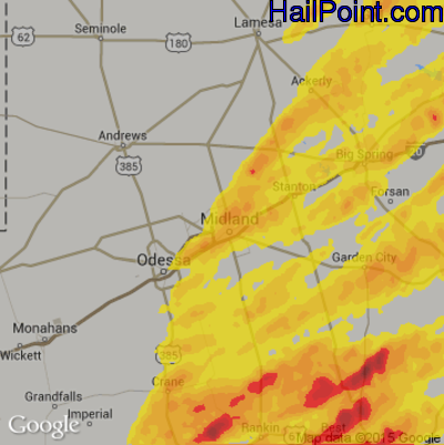Hail Map for Midland, TX Region on May 16, 2017
