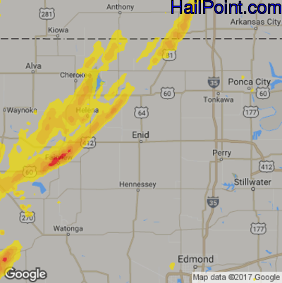 Hail Map for Enid, OK Region on May 17, 2017