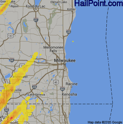 Hail Map for Milwaukee, WI Region on May 17, 2017