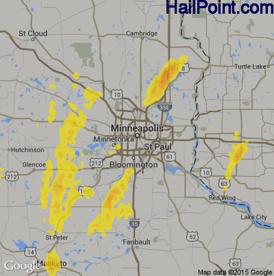 Hail Map for Minneapolis, MN Region on May 17, 2017