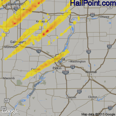 Hail Map for Peoria, IL Region on May 18, 2017