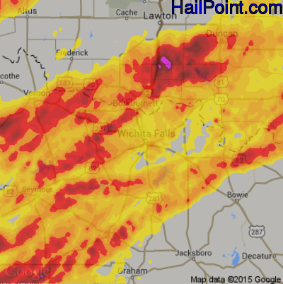 Hail Map for Wichita Falls, TX Region on May 18, 2017