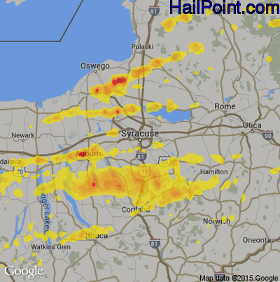 Hail Map for Syracuse, NY Region on May 18, 2017 