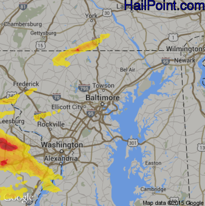 Hail Map for Baltimore, MD Region on May 18, 2017