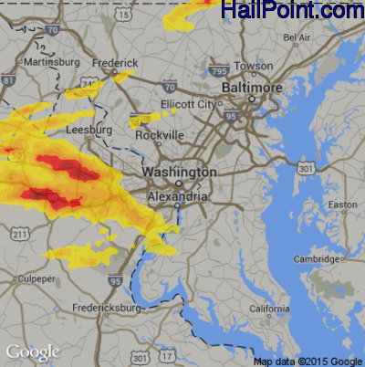 Hail Map for Washington, DC Region on May 18, 2017 