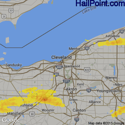 Hail Map for Cleveland, OH Region on May 18, 2017