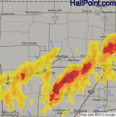 Hail Map for Mahhattan, KS Region on May 18, 2017