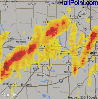 Hail Map for Topeka, KS Region on May 18, 2017