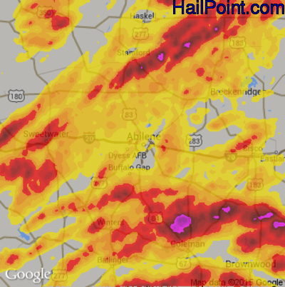 Hail Map for Abilene, TX Region on May 18, 2017