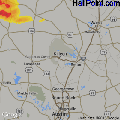 Hail Map for Killeen, TX Region on May 19, 2017