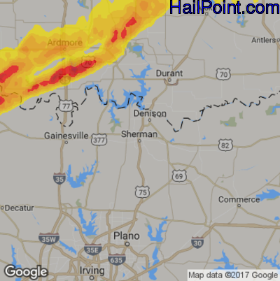 Hail Map for Sherman, TX Region on May 19, 2017