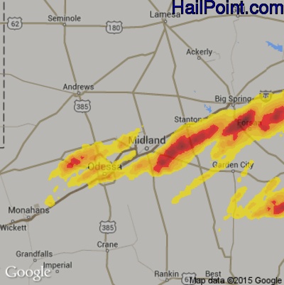 Hail Map for Midland, TX Region on May 19, 2017 