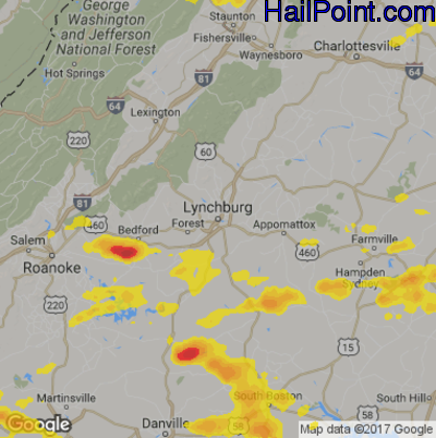 Hail Map for Lynchburg, VA Region on May 19, 2017