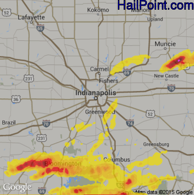 Hail Map for Indianapolis, IN Region on May 19, 2017