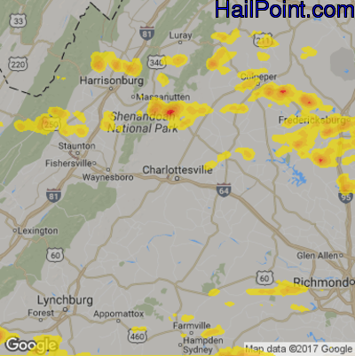 Hail Map for Charlotttesville, VA Region on May 19, 2017