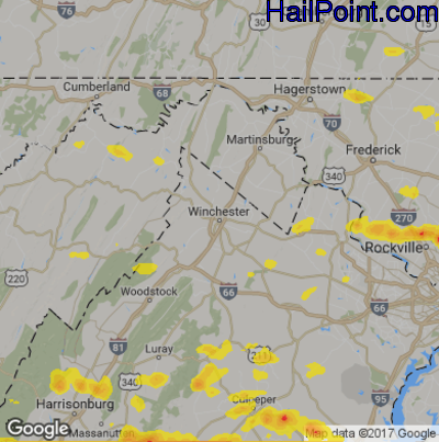 Hail Map for Winchester, VA Region on May 19, 2017