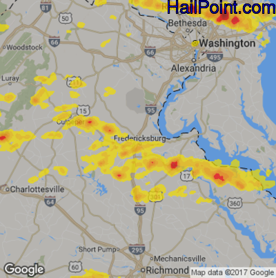 Hail Map for Fredericksburg, VA Region on May 19, 2017