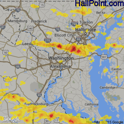 Hail Map for Washington, DC Region on May 19, 2017