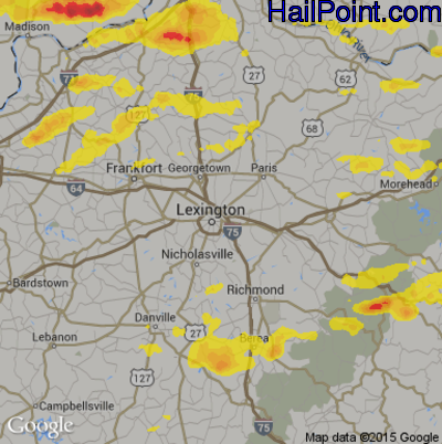 Hail Map for Lexington, KY Region on May 19, 2017 