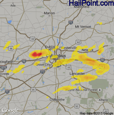 Hail Map for Columbus, OH Region on May 19, 2017