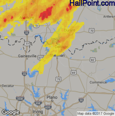 Hail Map for Sherman, TX Region on May 19, 2017