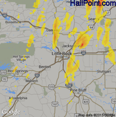 Hail Map for Little Rock, AR Region on May 19, 2017
