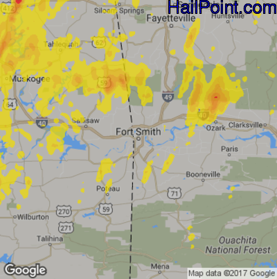 Hail Map for Forth Smith, AR Region on May 19, 2017