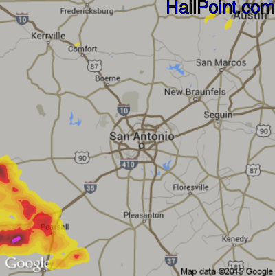 Hail Map for San Antonio, TX Region on May 20, 2017