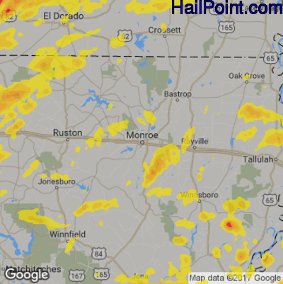 Hail Map for Monroe, LA Region on May 20, 2017