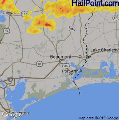 Hail Map for Beaumont, TX Region on May 20, 2017