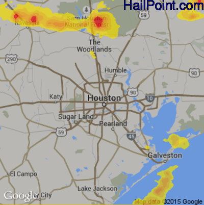 Hail Map for Houston, TX Region on May 20, 2017