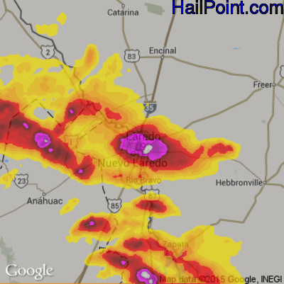 Hail Map for Laredo, TX Region on May 21, 2017