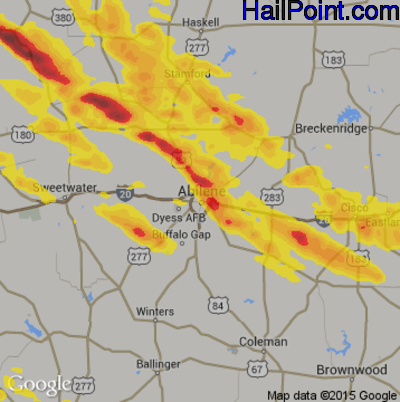 Hail Map for Abilene, TX Region on May 22, 2017