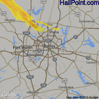Hail Map for Dallas, TX Region on May 23, 2017