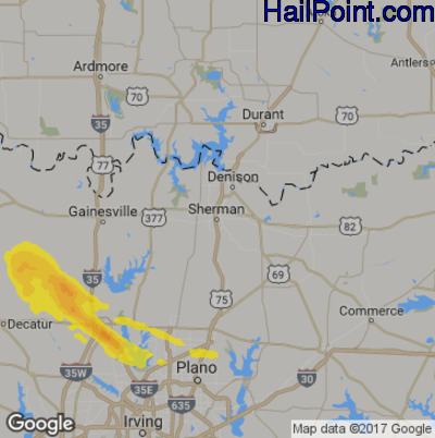 Hail Map for Sherman, TX Region on May 23, 2017 