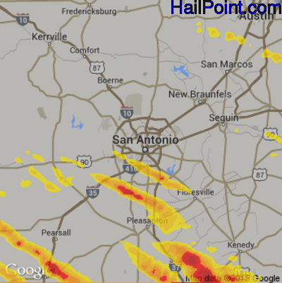 Hail Map for San Antonio, TX Region on May 23, 2017