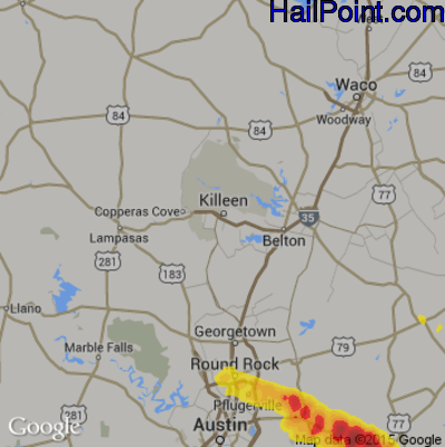 Hail Map for Killeen, TX Region on May 23, 2017