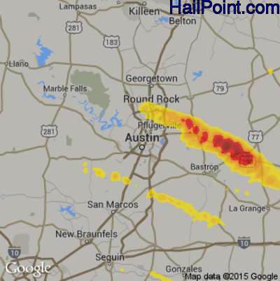 Hail Map for Austin, TX Region on May 23, 2017