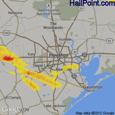 Hail Map for Houston, TX Region on May 23, 2017