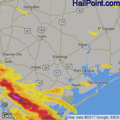 Hail Map for Victoria, TX Region on May 23, 2017