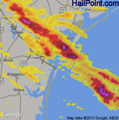 Hail Map for Corpus Christi, TX Region on May 24, 2017