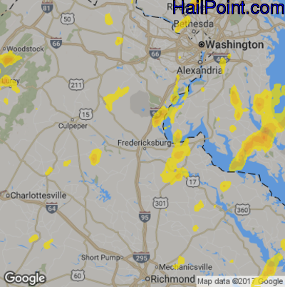 Hail Map for Fredericksburg, VA Region on May 25, 2017