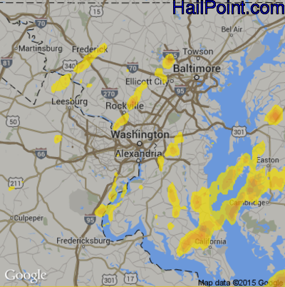 Hail Map for Washington, DC Region on May 25, 2017 