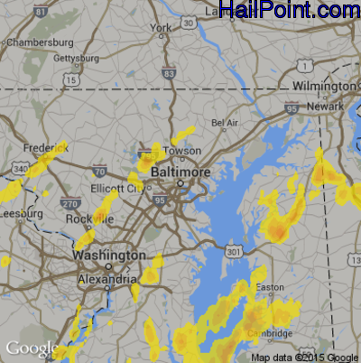 Hail Map for Baltimore, MD Region on May 25, 2017