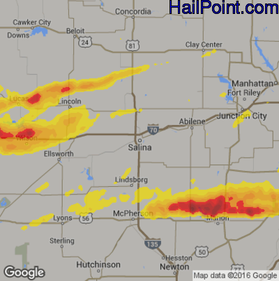 Hail Map for Salina, KS Region on May 26, 2017