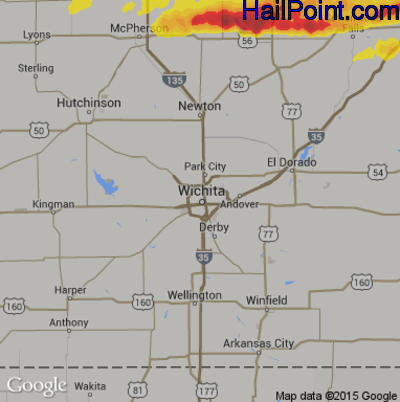Hail Map for Wichita, KS Region on May 26, 2017 