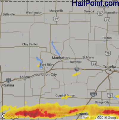 Hail Map for Mahhattan, KS Region on May 26, 2017