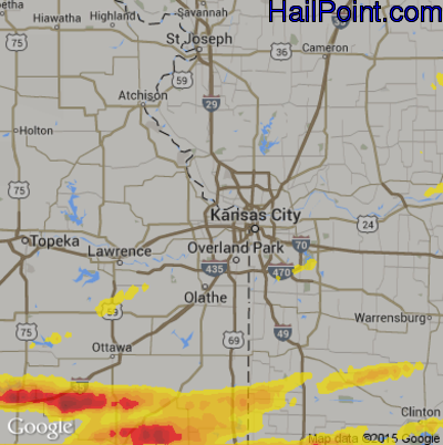 Hail Map for Kansas City, KS Region on May 26, 2017
