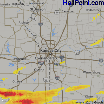 Hail Map for Kansas City, MO Region on May 26, 2017